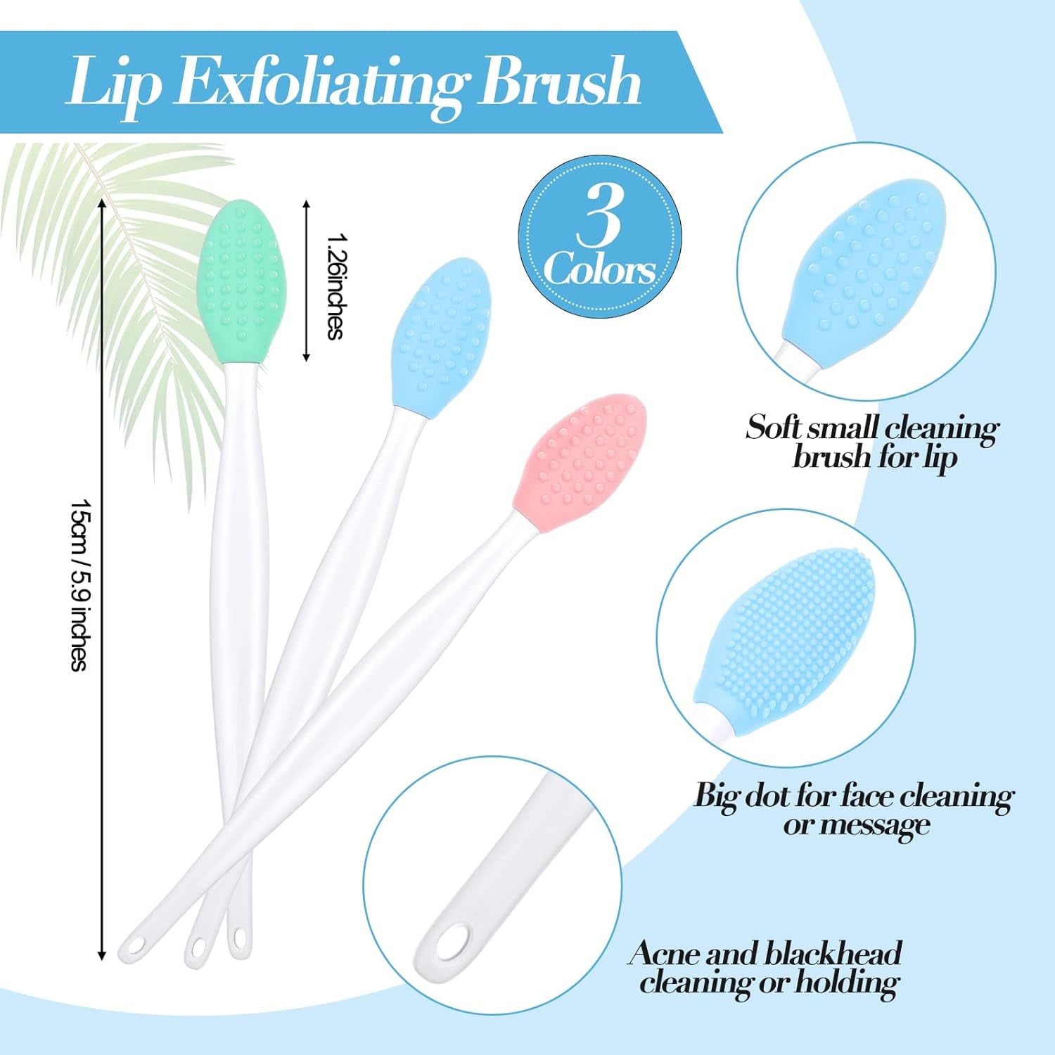 3 Pieces Silicone Face Scrubber, Exfoliating Brush, Handheld Silicone Facial Cleansing Brush with 3 Pcs Double Sided Lip Scrub Tools for Face Skincare(Fresh)